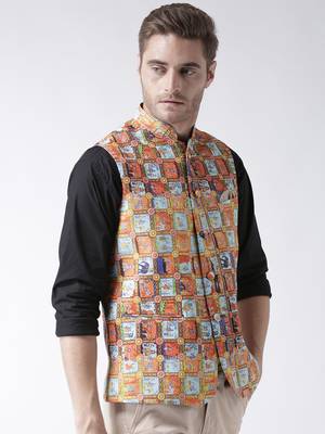 Multicolor Printed Polyester Nehru Jacket 3