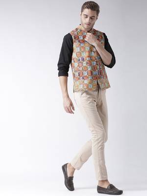 Multicolor Printed Polyester Nehru Jacket 4