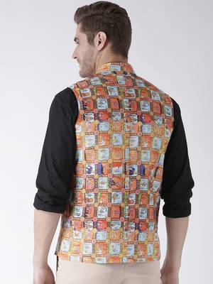 Multicolor Printed Polyester Nehru Jacket 5