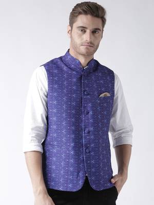 Multicolor Printed Polyester Nehru Jacket 1
