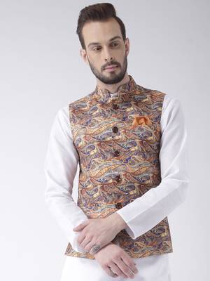 Multicolor Printed Polyester Nehru Jacket 1