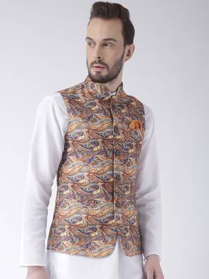 Multicolor Printed Polyester Nehru Jacket 4