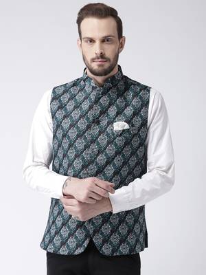 Multicolor Printed Polyester Nehru Jacket 1