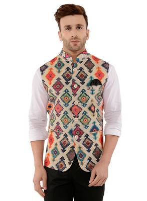 Multicolor Printed Polyester Nehru Jacket 1