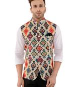 Multicolor Printed Polyester Nehru Jacket
