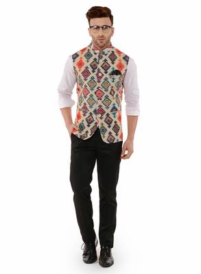 Multicolor Printed Polyester Nehru Jacket 2