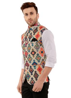 Multicolor Printed Polyester Nehru Jacket 3