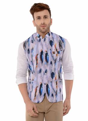 Multicolor Printed Polyester Nehru Jacket 1