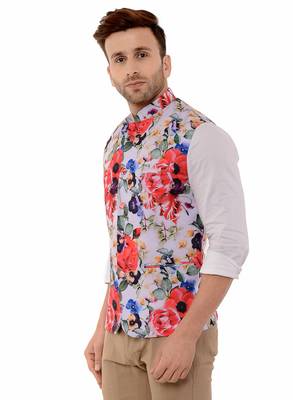 Multicolor Printed Polyester Nehru Jacket 3