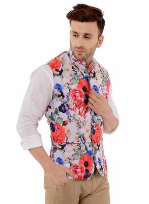 Multicolor Printed Polyester Nehru Jacket 4