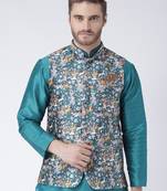 Multicolor Printed Polyester Nehru Jacket
