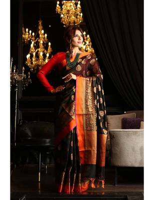 Black Maheshwari Cotton Banarasi Handwoven Saree 2