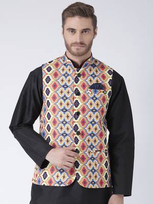 Multicolor Printed Polyester Nehru Jacket 1