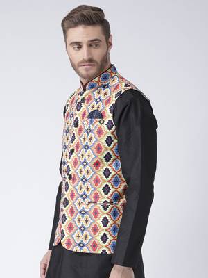 Multicolor Printed Polyester Nehru Jacket 2