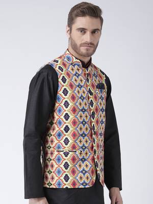 Multicolor Printed Polyester Nehru Jacket 3