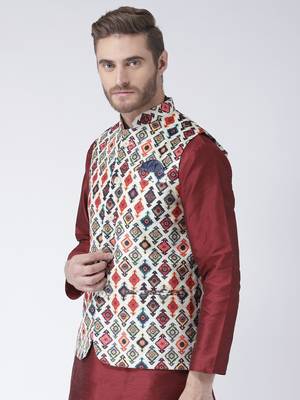 Multicolor Printed Polyester Nehru Jacket 2