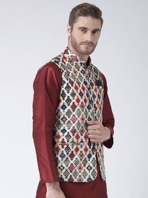 Multicolor Printed Polyester Nehru Jacket 3