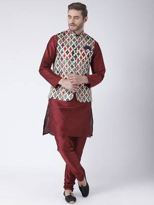 Multicolor Printed Polyester Nehru Jacket 4