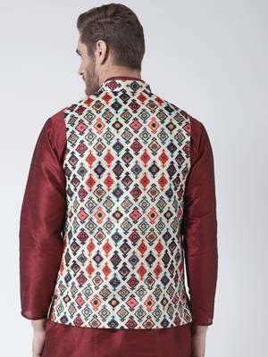 Multicolor Printed Polyester Nehru Jacket 5