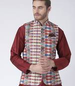 Multicolor Printed Polyester Nehru Jacket