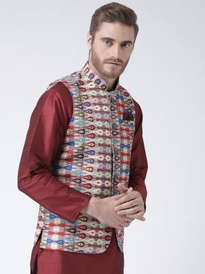 Multicolor Printed Polyester Nehru Jacket 3