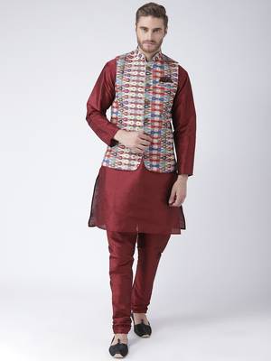 Multicolor Printed Polyester Nehru Jacket 4