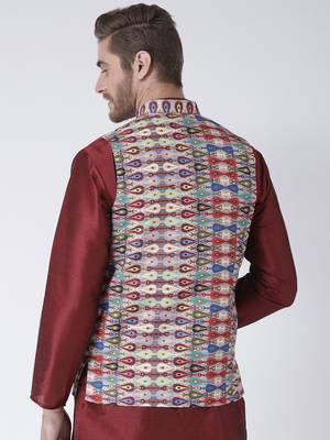 Multicolor Printed Polyester Nehru Jacket 5