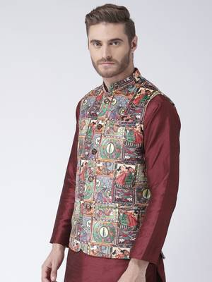 Multicolor Printed Polyester Nehru Jacket 2