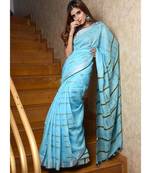Blue Handwoven Linen Saree with Blouse