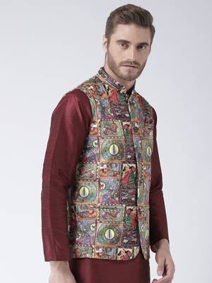 Multicolor Printed Polyester Nehru Jacket 3