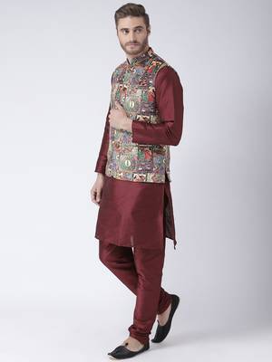 Multicolor Printed Polyester Nehru Jacket 4