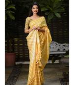 Yellow Shade Handwoven Linen Saree