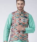 Multicolor Printed Polyester Nehru Jacket