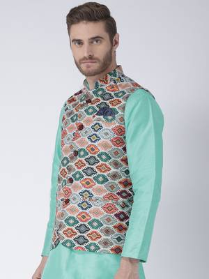 Multicolor Printed Polyester Nehru Jacket 2