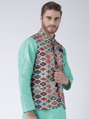 Multicolor Printed Polyester Nehru Jacket 3