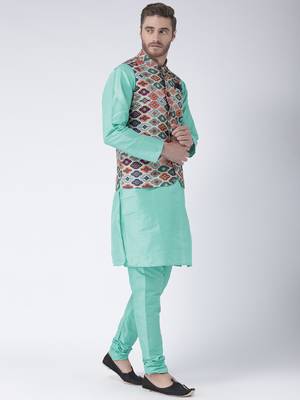 Multicolor Printed Polyester Nehru Jacket 4