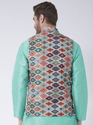 Multicolor Printed Polyester Nehru Jacket 5