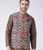 Multicolor Printed Polyester Nehru Jacket