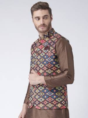 Multicolor Printed Polyester Nehru Jacket 2