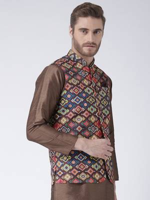 Multicolor Printed Polyester Nehru Jacket 3