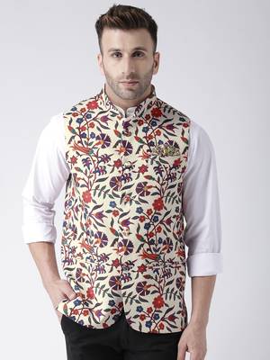 Multicolor Printed Polyester Nehru Jacket 1