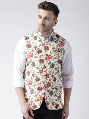 Multicolor Printed Polyester Nehru Jacket 1