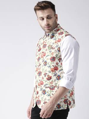 Multicolor Printed Polyester Nehru Jacket 4