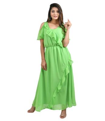 Green plain cotton kurti 1