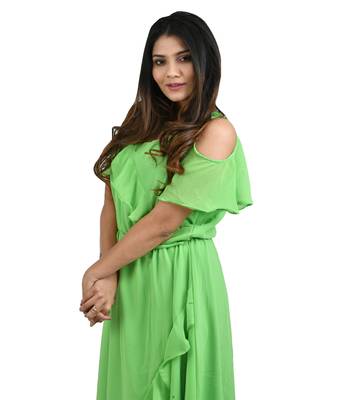 Green plain cotton kurti 4