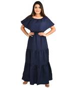 Navy-blue plain cotton kurti