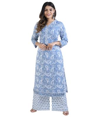 Blue printed cotton kurti 1