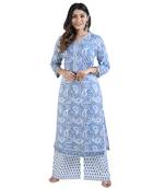 Blue printed cotton kurti