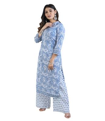 Blue printed cotton kurti 3