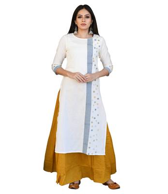 Off-white printed cotton kurti 1